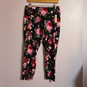 Victoria's Secret Black and Pink Floral Leggings